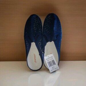 NWOB Jsport Women’s Blue Slip‑On Mule Clogs Size 7 Comfort Nubuck Rubber Sole